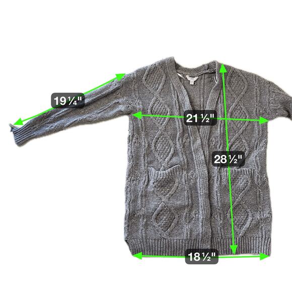 Time True Women's Cardigan Open Front Sweater Grey XS (0-2) 2 Pockets - Picture 8 of 8